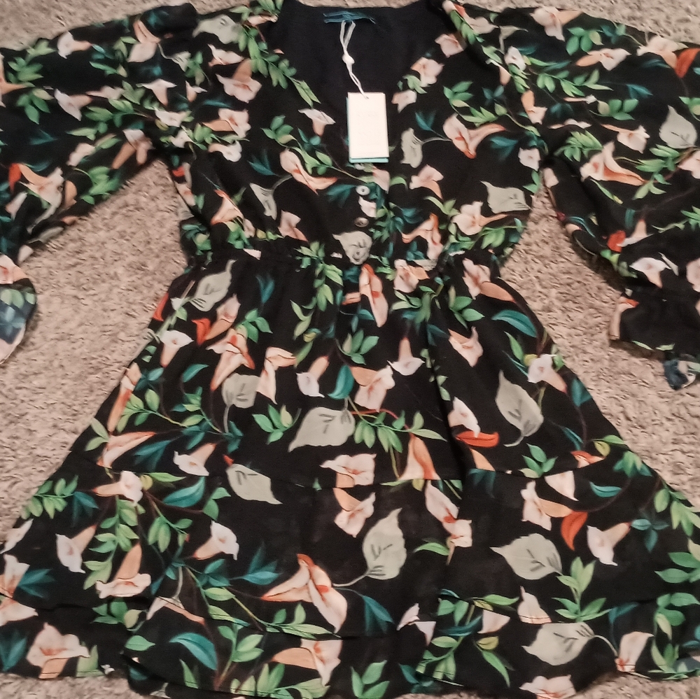 Women's Shore Palm Beach Mini Dress Size XS Floral Multicolor Designer Preppy